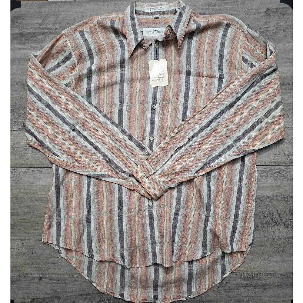 Axis Shirt New Mens Large Multicolor Striped Long Sleeve Collared Button-Up Tags